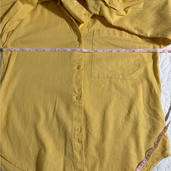 Abercrombie & Fitch Oversized Yellow Button Down Long Sleeve Sz S ! Linen/Cotton - Picture 9 of 10